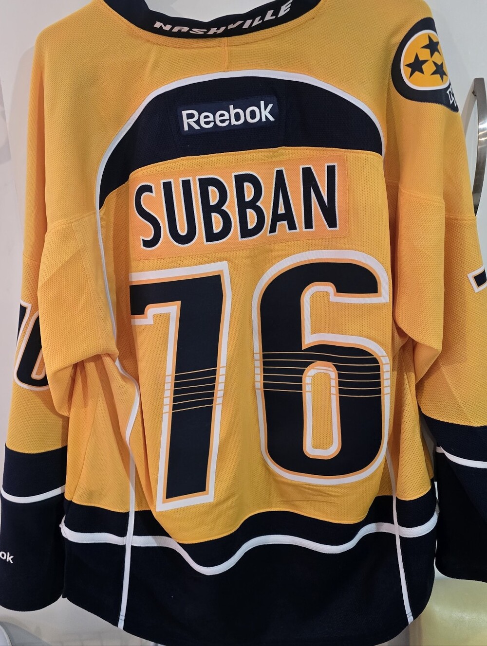 Reebok Nashville Predators Subban #76 Gold Hockey Jersey